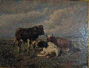unknow artist Two cows and a bull France oil painting artist